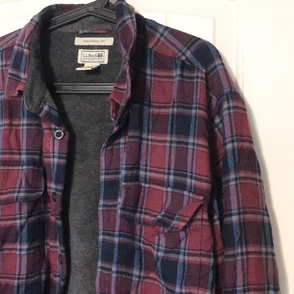 Ll Bean Mens Fleece Lined Flannel Shirt 